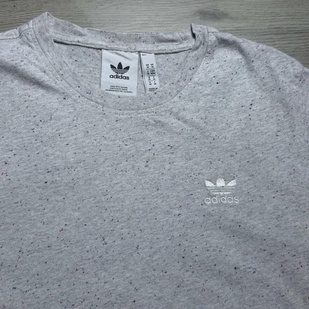 Adidas Originals Trefoil Shirt Medium Gray Speckled Paint Logo Tee